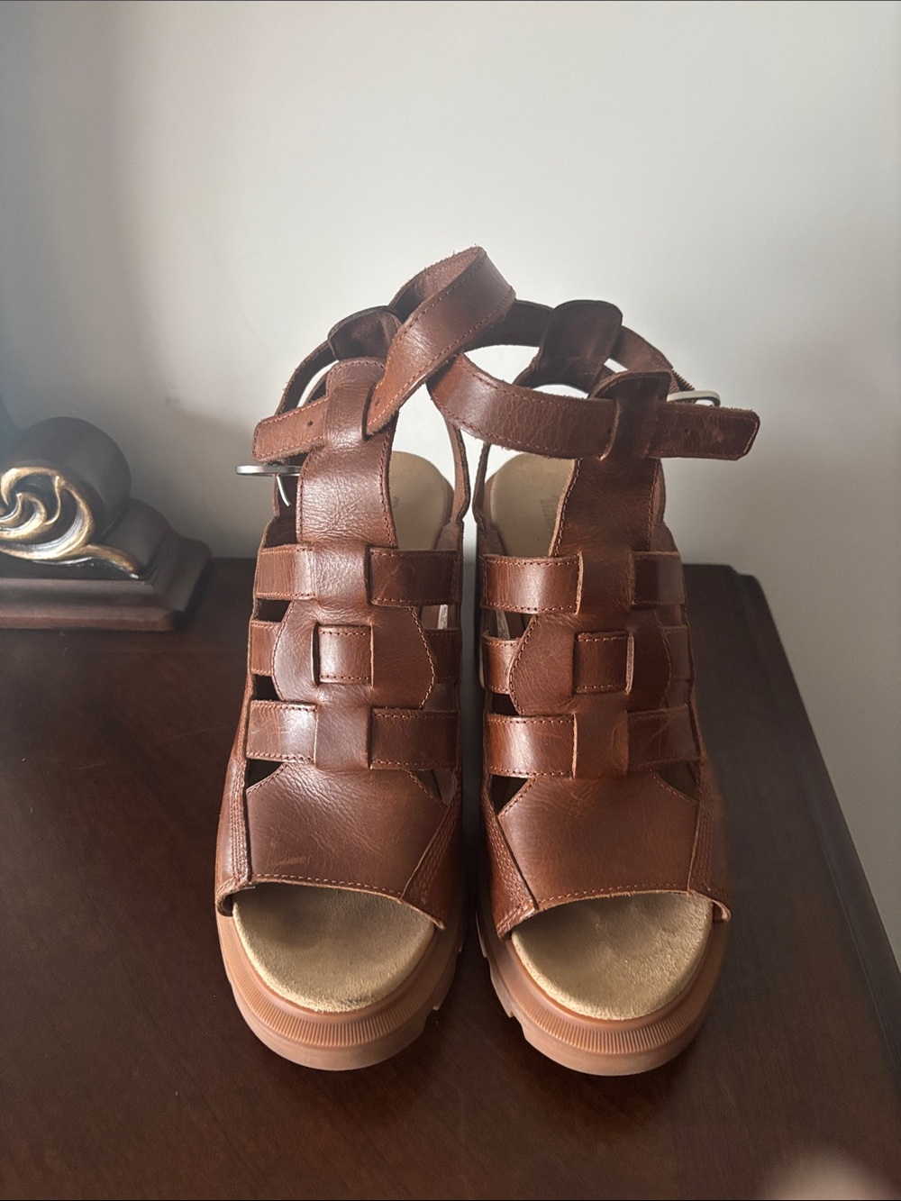 Timberland Chestnut Brown Woven Platform Sandals